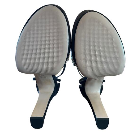 Schutz Suede Platform High Heels Clear Strap Rhinestone Embellished NEW 9.5 - Picture 9 of 10